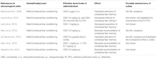 table - the possible mechanism of CBD in rats with PSTD symptoms